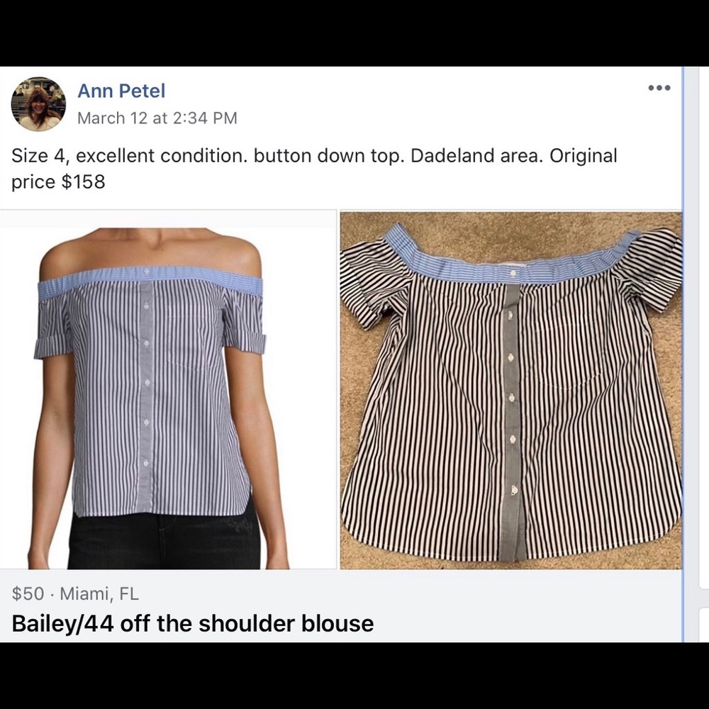 Baileys 44 Blue off the shoulder blouse
